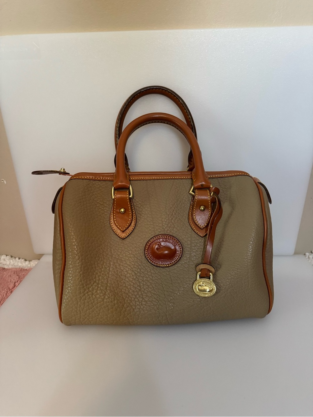 VINTAGE EUC Dooney & Bourke Made in USA Taupe AWL Satchel